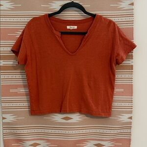 Madewell Burnt Orange V-Neck Tee